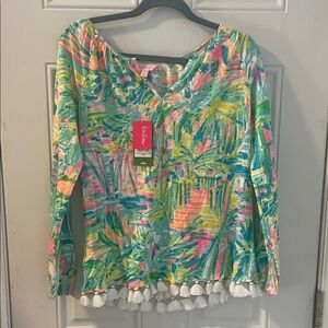 Lilly Pulitzer Women's Tropical Print Long Sleeve Top